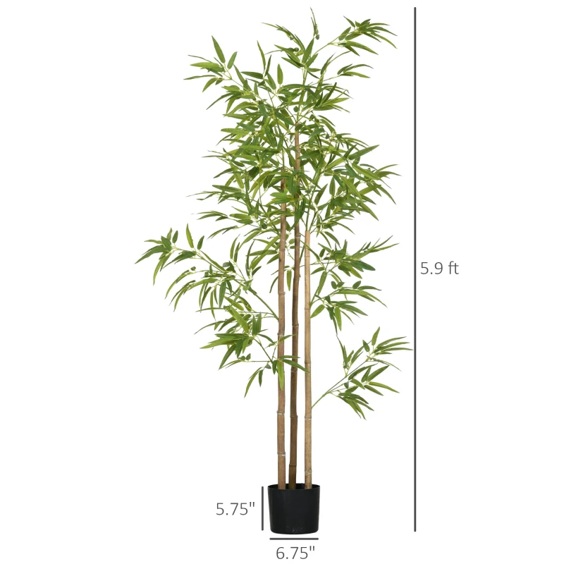 HOMCOM 6ft Artificial Tree, Indoor Fake Bamboo with Pot, for Home Office Living Room Decor