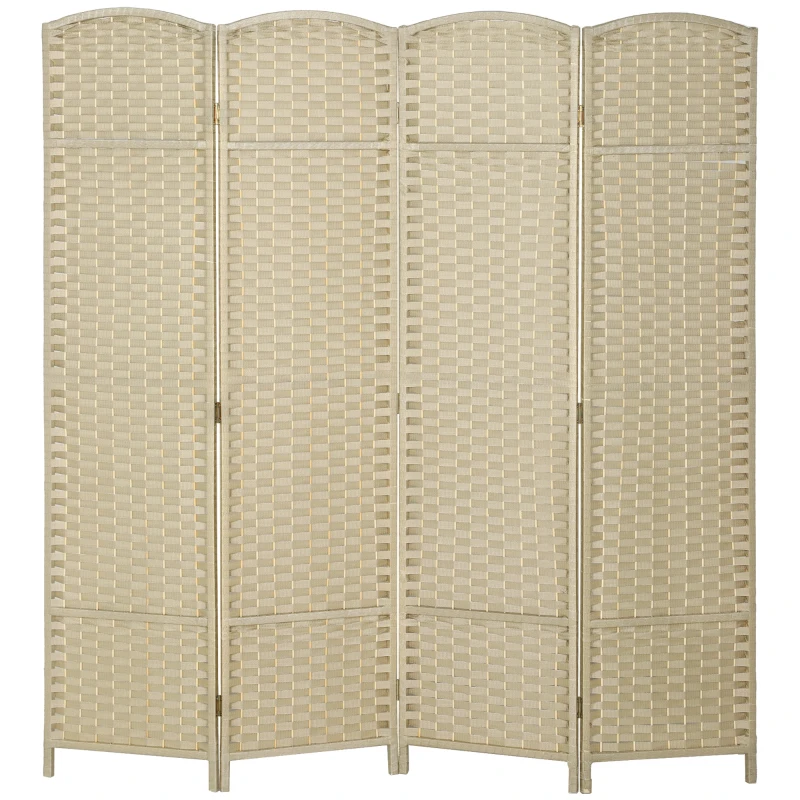 HOMCOM Folding Room Divider Screen 4 Panel 5.6 ' Tall Privacy Screen Freestanding Room Partition for Home Office, Beige