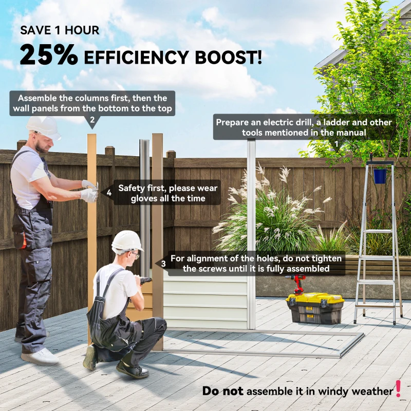 Outsunny 6 x 4FT Galvanized Garden Storage Shed, Metal Outdoor Shed with Double Doors and 2 Vents, Yellow