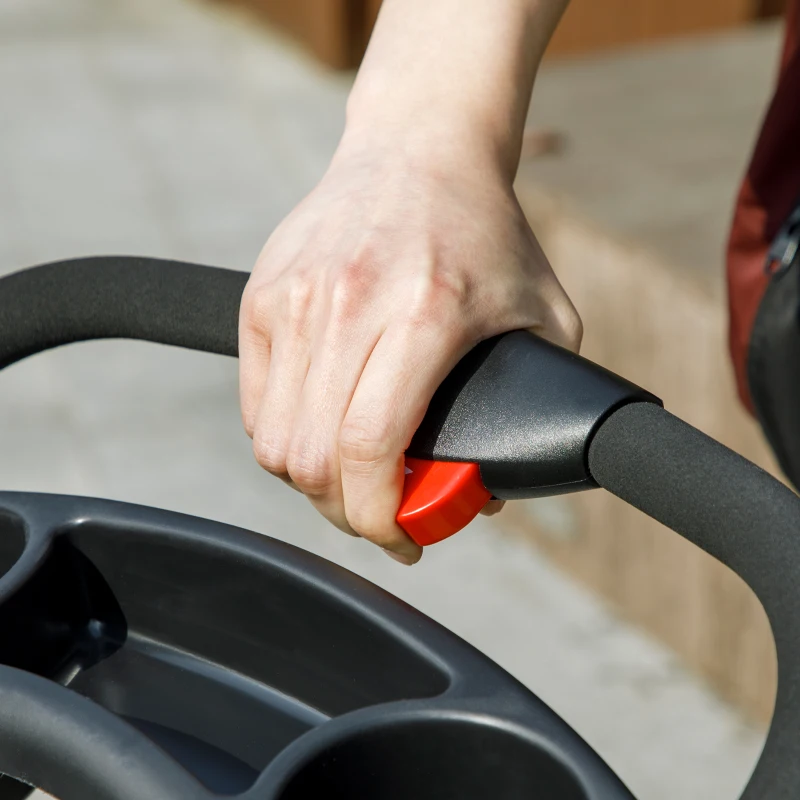 PawHut 3 Wheel Folding Dog Stroller, Travel Carrier with Adjustable Canopy, Storage Brake, Mesh Window for S&M Dogs Grey