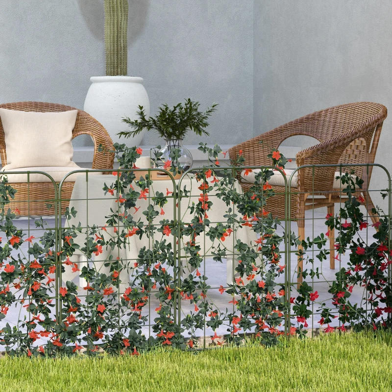 Outsunny 6-Piece Plant Support Set, Trellis for Climbing Plants, Garden Stakes, Steel, Green, 40 x 90 cm