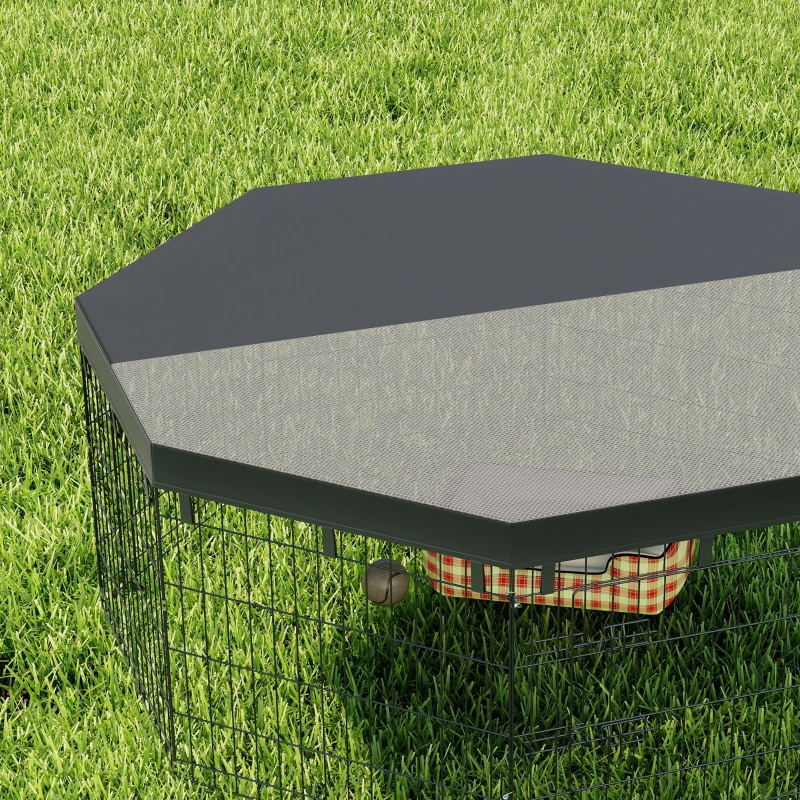 PawHut 8 Panels Foldable Dog Playpen with Top Cover, 24" High