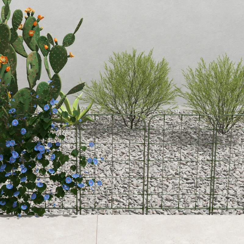 Outsunny 6-Piece Plant Support Set, Trellis for Climbing Plants, Garden Stakes, Steel, Green, 40 x 90 cm