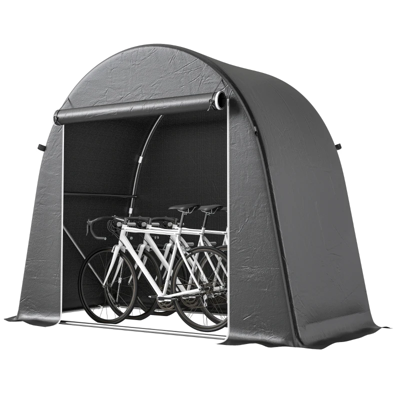 Outsunny 8' x 4' Portable Shed, Waterproof Bike Tent with Roll-up Zipper Door and Galvanised Metal Frame for Bike, Garden Tools