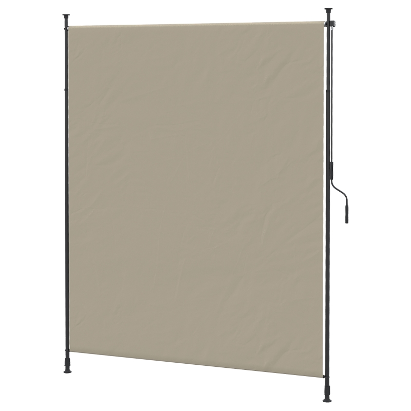 Outsunny 7' x 10' Retractable Patio Awning, Manual Outdoor Privacy Screen with UPF40+ & Water-Resistant Fabric, Beige