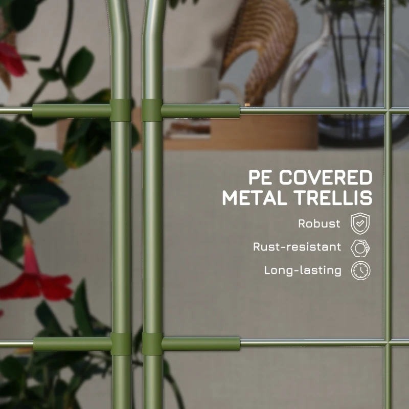 Outsunny 6-Piece Plant Support Set, Trellis for Climbing Plants, Garden Stakes, Steel, Green, 40 x 90 cm