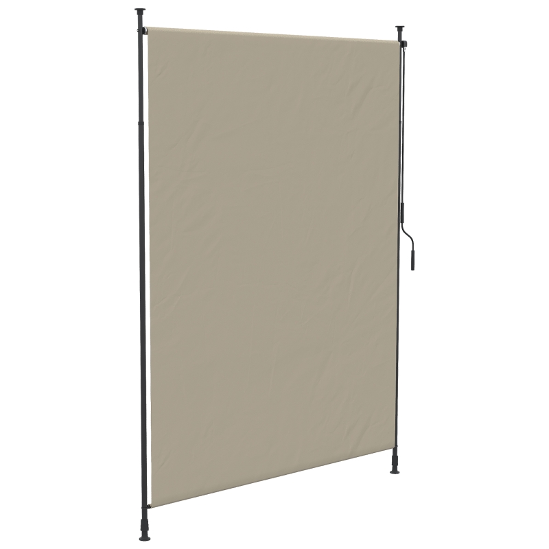 Outsunny 7' x 10' Retractable Patio Awning, Manual Outdoor Privacy Screen with UPF40+ & Water-Resistant Fabric, Beige