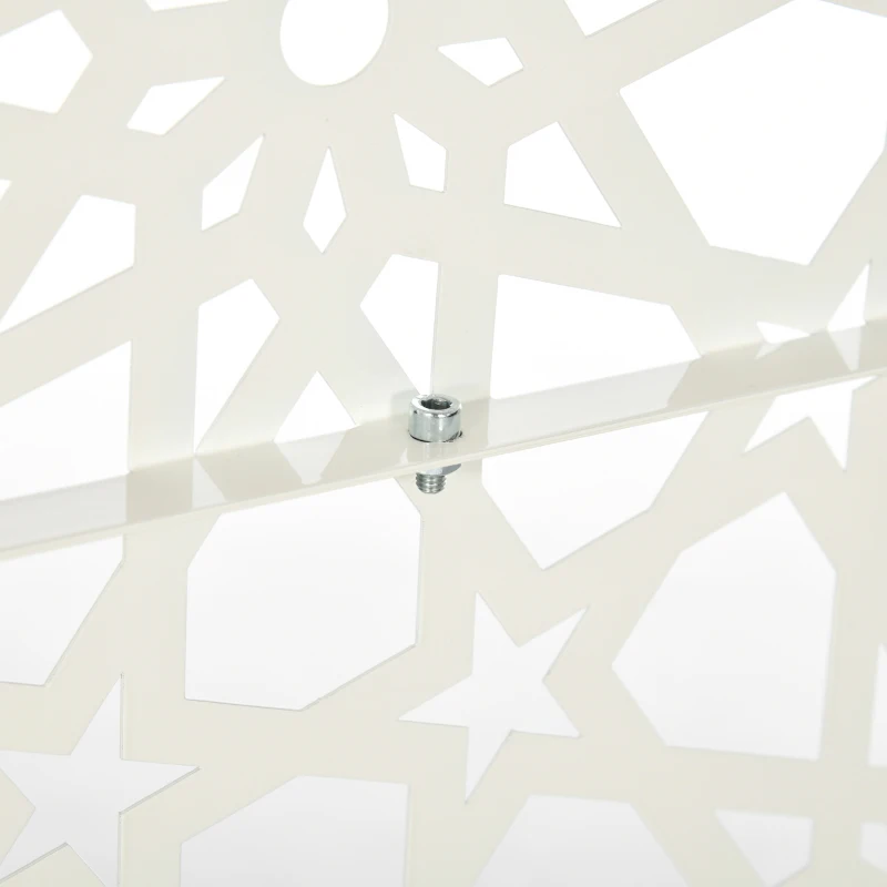 Outsunny Metal Outdoor Privacy Screen, Decorative Outdoor Divider with Stand and Expansion Screws, 36.2" x 17.7" x 78", White