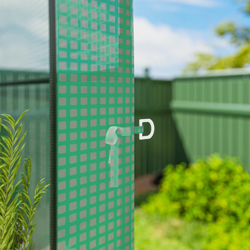 Outsunny Walk-in Mini Greenhouse with Shelves, Portable Outdoor Greenhouse with Roll-up Door, 123 x 187 x 189 cm, Green