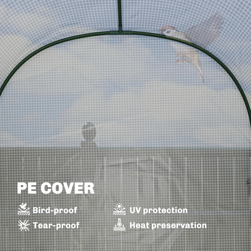 Outsunny Walk-in Mini Greenhouse with Shelves, Portable Outdoor Greenhouse with Roll-up Door, 123 x 187 x 189 cm, White