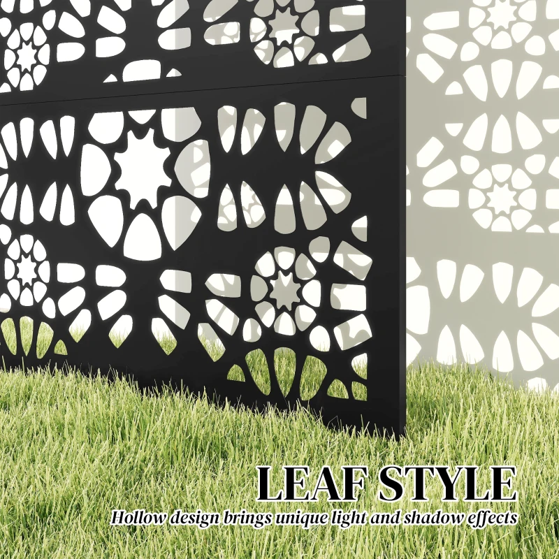 Outsunny Metal Outdoor Privacy Screen, 72" x 38" Freestanding Outdoor Divider, Black