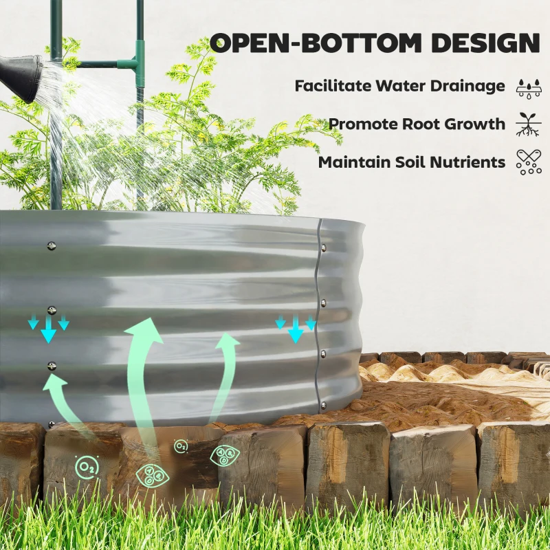 Outsunny Galvanised Raised Garden Bed with Arched Trellis, 5 x 3 x 6ft Metal Outdoor Planter Box with Open Bottom, Silver