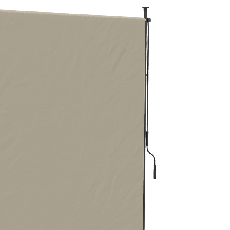 Outsunny 7' x 10' Retractable Patio Awning, Manual Outdoor Privacy Screen with UPF40+ & Water-Resistant Fabric, Beige