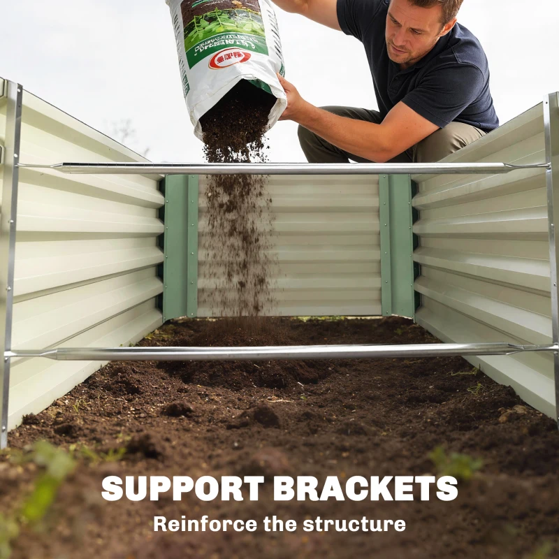 Outsunny 8 x 2.6 x 1.5ft Galvanized Raised Garden Bed, Reinforced Outdoor Planter Box with Open Bottom, Light Green