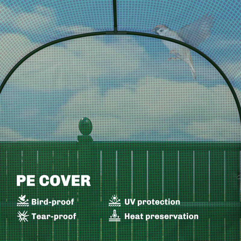 Outsunny Walk-in Mini Greenhouse with Shelves, Portable Outdoor Greenhouse with Roll-up Door, 123 x 187 x 189 cm, Green