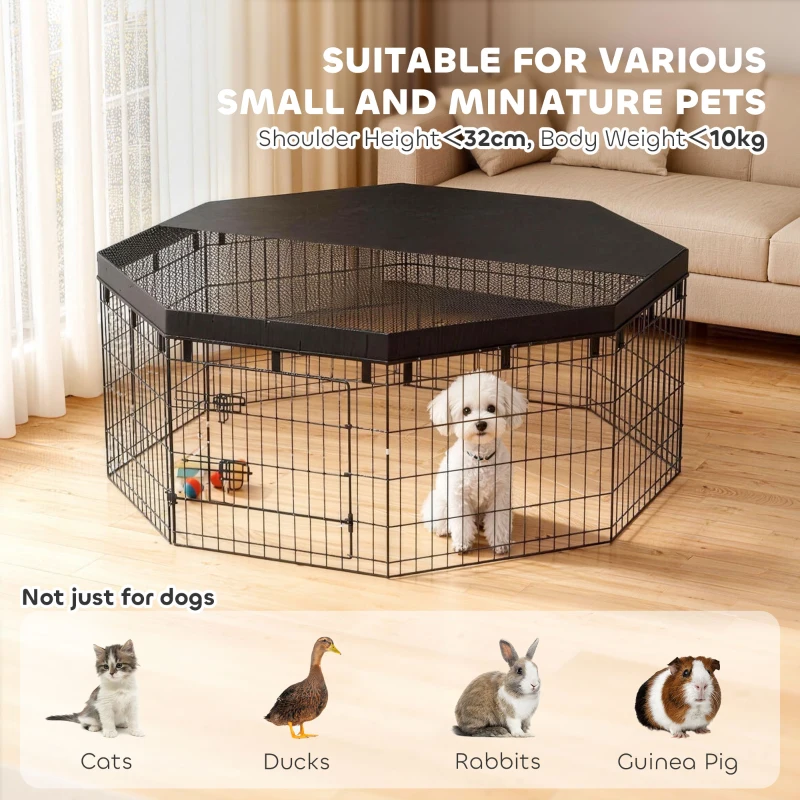 PawHut 8 Panels Foldable Dog Playpen with Top Cover, 24" High