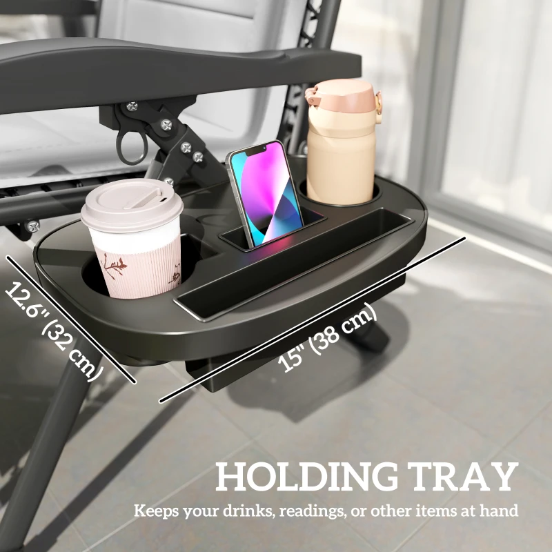 Outsunny Zero Gravity Chair, Reclining Outdoor Lounger Chair with Cup Holder, 400 LBS Capacity, Dark Grey