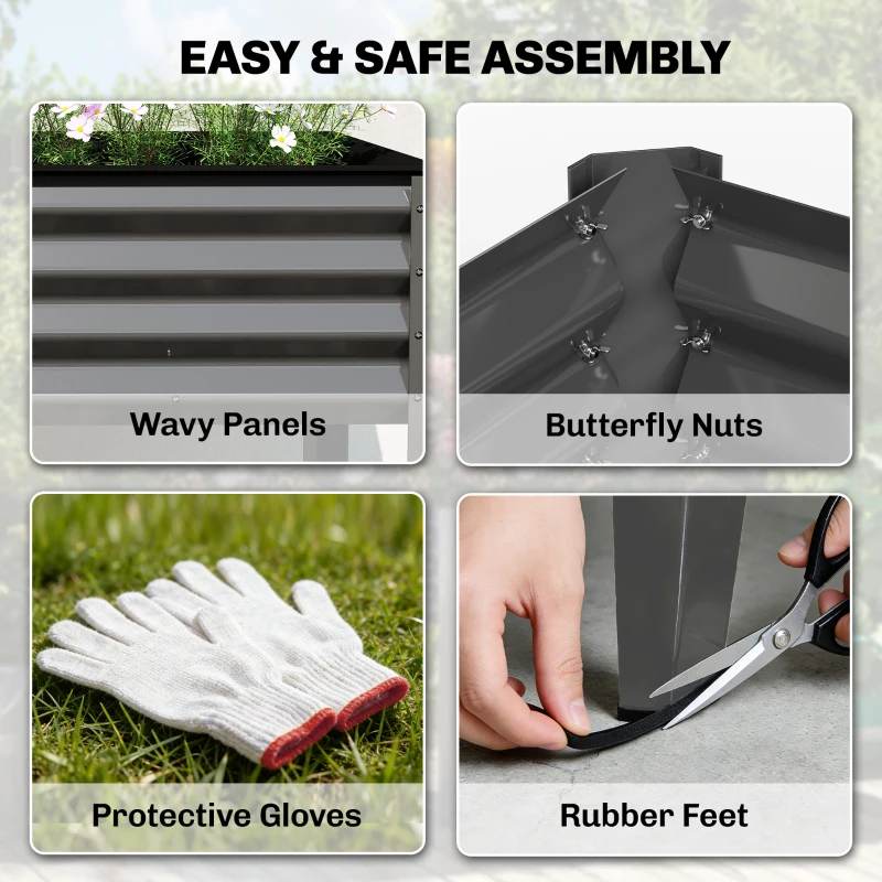 Outsunny Galvanized Raised Garden Bed with Legs, 71" x 22" x 31.5" Raised Planter Box with Reinforced Bars and Non-Woven Fabric