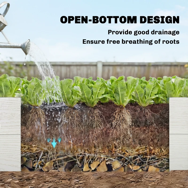 Outsunny Vinyl Raised Garden Bed Kit, 6.5 x 3 x 1ft Elevated Garden Box with Divider and Open Bottom, White