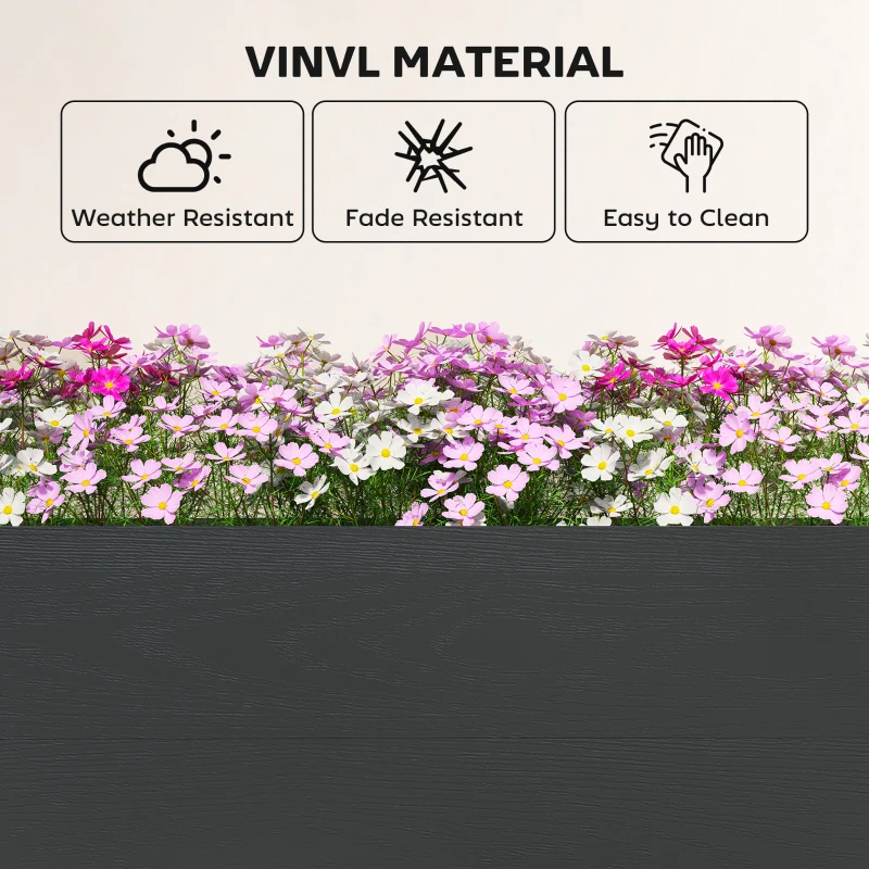 Outsunny Vinyl Raised Garden Bed Kit, Set of 2 Elevated Garden Boxes with Open Bottom, Screwless Outdoor Planter Box