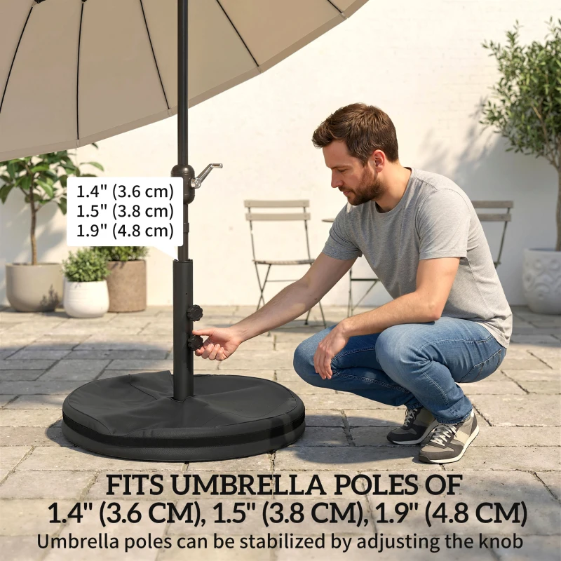 Outsunny Patio Umbrella Base Portable Outdoor Umbrella Stand for Poles 1.4"/1.5"/1.9" Black