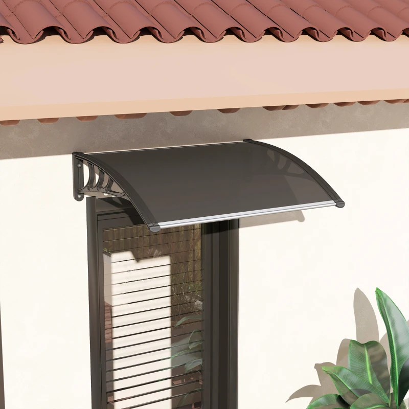 Outsunny Window Awning Door Canopy, 29.9" x 39.4" Polycarbonate Cover, Front Door Patio Canopy with Solid Panel, Transparent