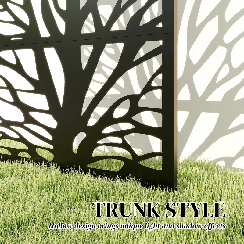 Outsunny Metal Outdoor Privacy Screen, 72" x 38" Freestanding Outdoor Divider, Black