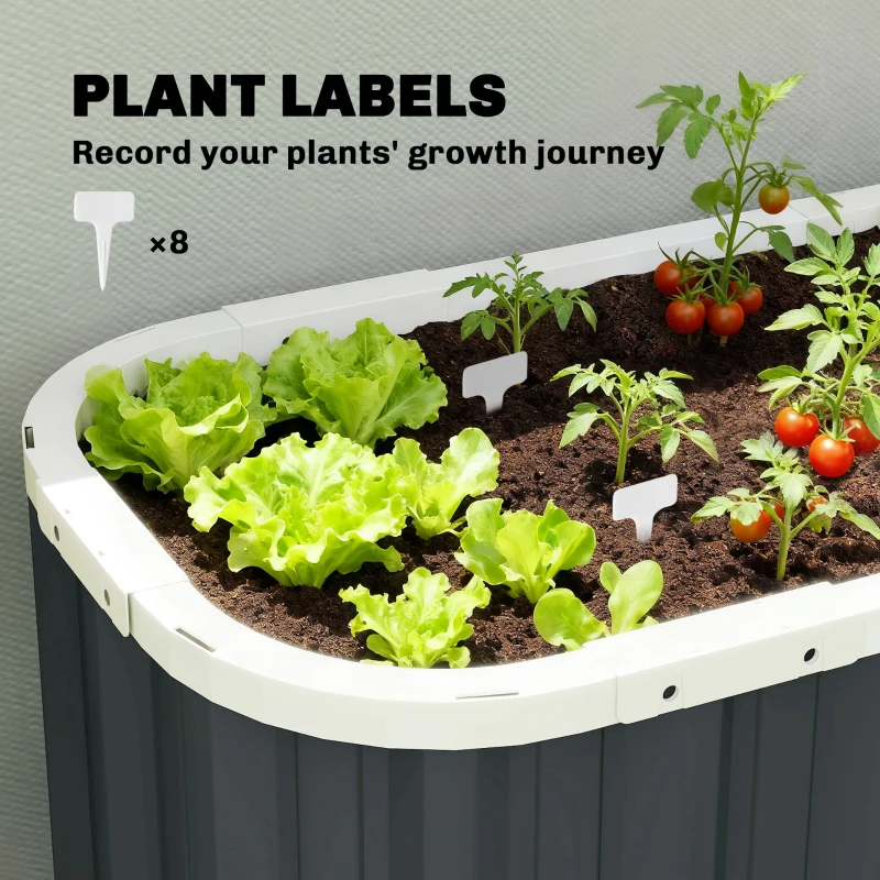 Outsunny Galvanized Raised Garden Bed, Deep Rot Planter Box, Outdoor Garden Bed with Plant Labels, 7' x 2' x 2', Dark Grey