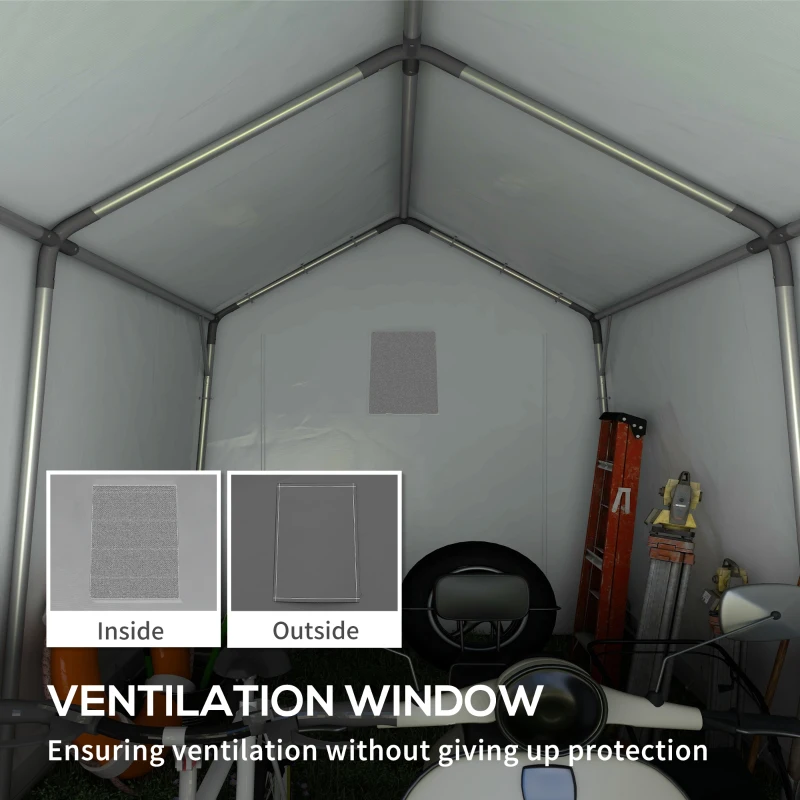 Outsunny 10' x 10' Outdoor Storage Shed Portable Garage with Roll-up Door for Motorcycle, Bike, Garden Tools, Dark Grey