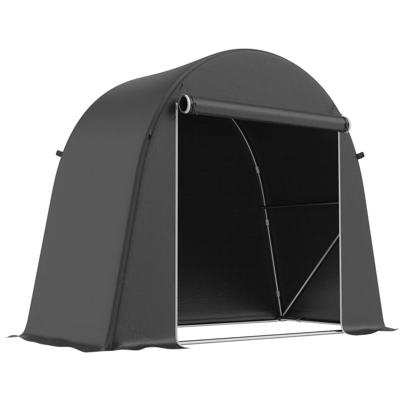 Outsunny 8' x 4' Portable Shed, Waterproof Bike Tent with Roll-up Zipper Door and Galvanised Metal Frame for Bike, Garden Tools