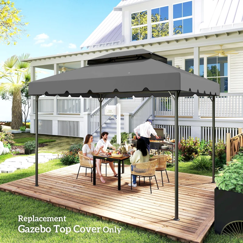 Outsunny 13' x 10' Gazebo Replacement Canopy, Gazebo Top Cover with Double Vented Roof for Garden Patio(TOP ONLY), Grey