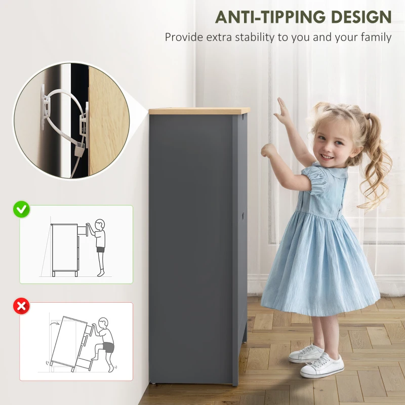 HOMCOM Shoe Storage Cabinet with 2 Flip Drawers and Adjustable Shelves for 12 Pairs of Shoes, Dark Grey