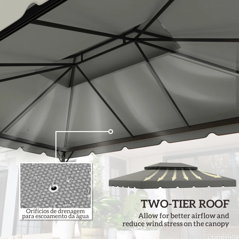 Outsunny 13' x 10' Gazebo Replacement Canopy, Gazebo Top Cover with Double Vented Roof for Garden Patio(TOP ONLY), Grey
