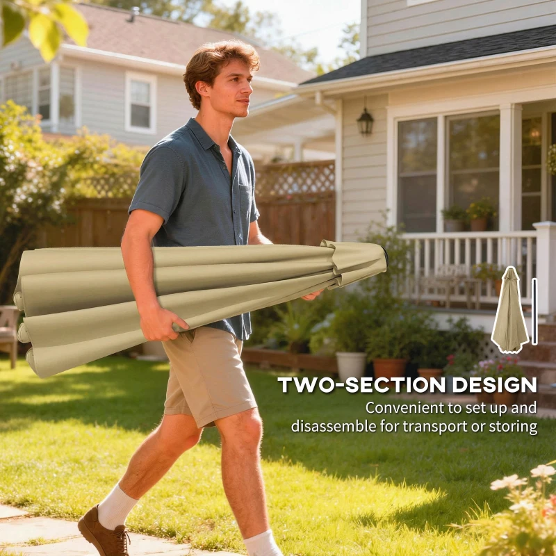 Outsunny 10 ft Patio Umbrella with Push Button Tilt and Crank, Outdoor Market Table Umbrella Parasol, Khaki