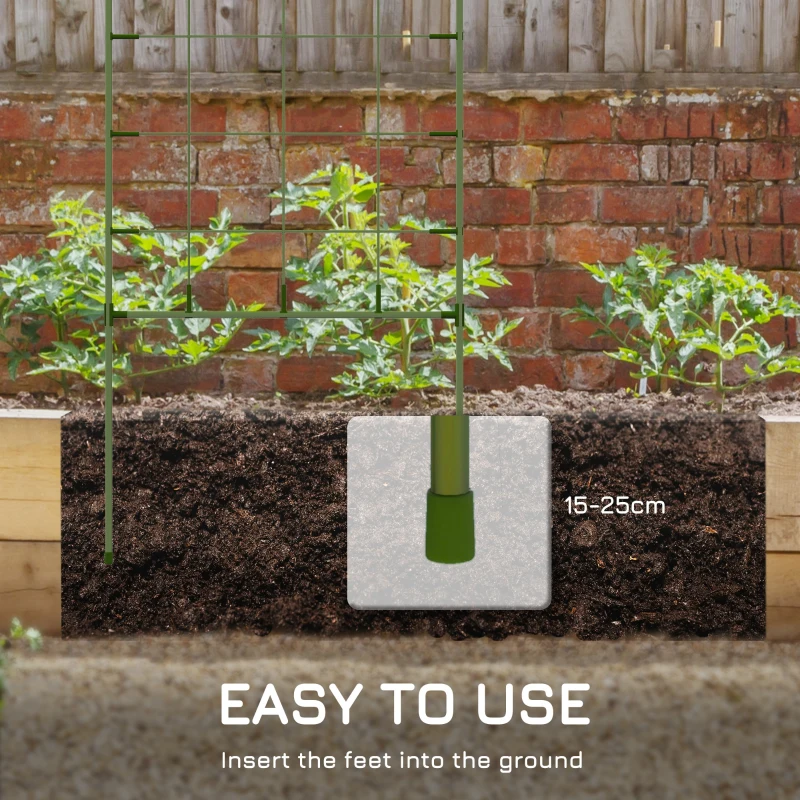 Outsunny 6-Piece Plant Support Set, Trellis for Climbing Plants, Garden Stakes, Steel, Green, 40 x 90 cm