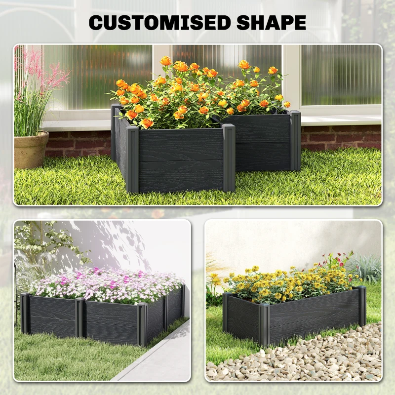 Outsunny Vinyl Raised Garden Bed Kit, 3 x 3 x 1ft Elevated Garden Box with Open Bottom, Screwless Outdoor Planter Box