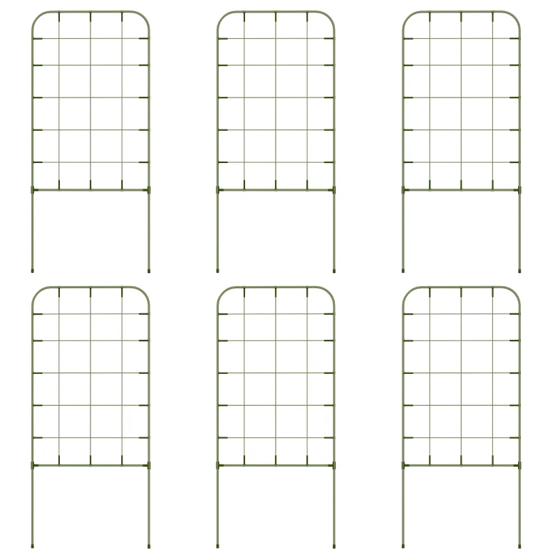 Outsunny 6-Piece Plant Support Set, Trellis for Climbing Plants, Garden Stakes, Steel, Green, 40 x 90 cm