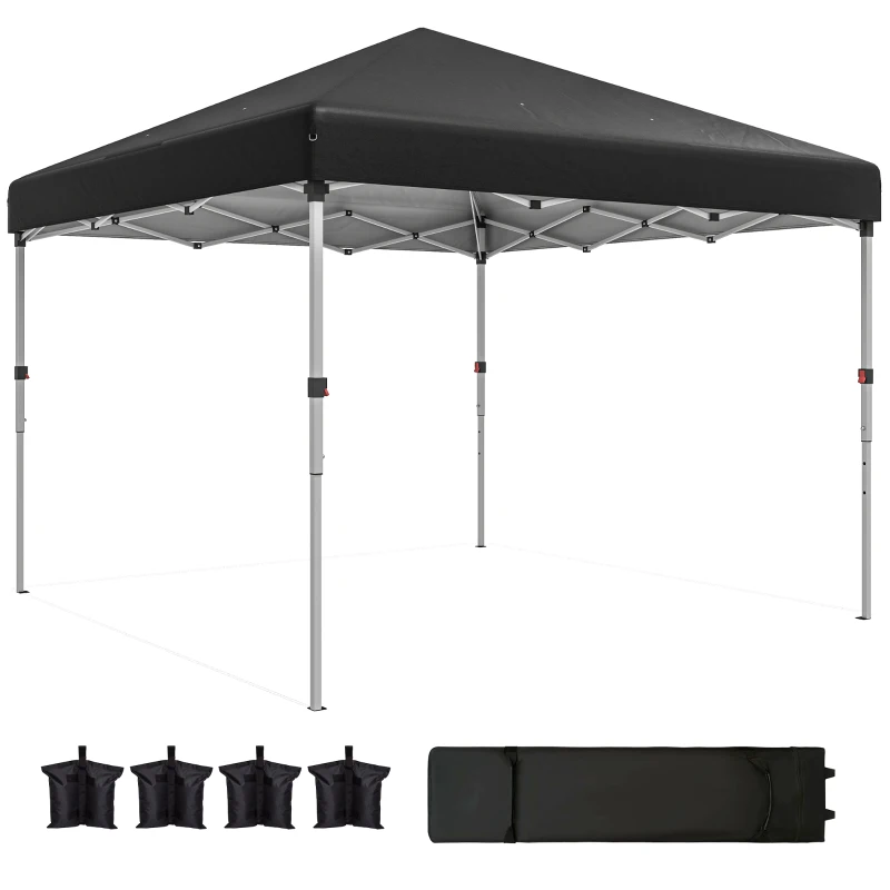 Outsunny 10' x 10' Pop Up Canopy with Sidewalls, Roller Bag, Height Adjustable Instant Tent for Outdoor, Garden, Patio, Black