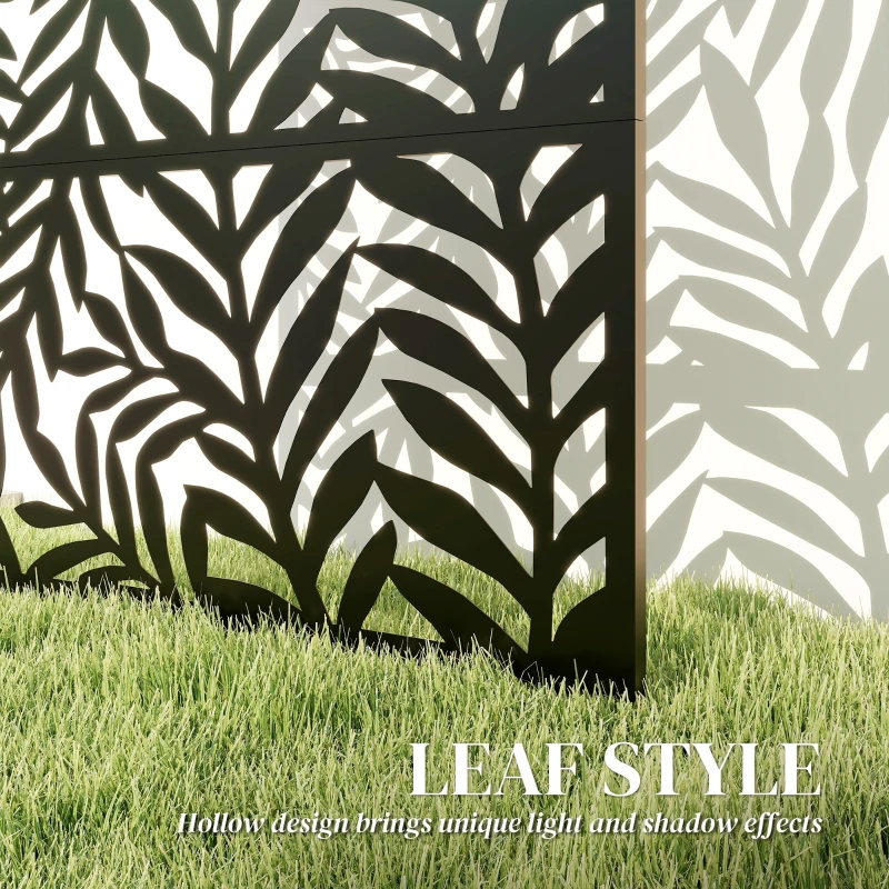 Outsunny Metal Outdoor Privacy Screen, 72" x 38" Freestanding Outdoor Divider, Black