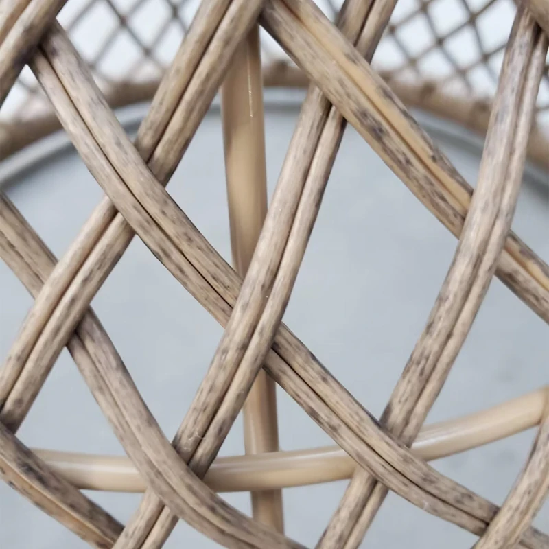 Outsunny Wicker Outdoor Coffee Table, 18" Round Drum-Style Outdoor Patio Table with Tempered Glass Top, Light Brown