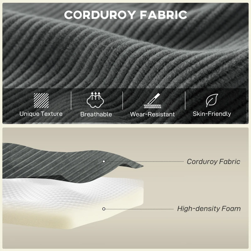 HOMCOM 2-in-1 Modular Sectional Sofa, Boneless L Shaped Couch Sofa Bed, Dark Grey