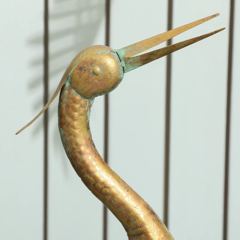 Outsunny Heron Garden Statue, Standing Lawn Ornament for Lawn Patio Backyard Decoration, 15.3"W x 6.7"D x 35.4"H Mixed Colour