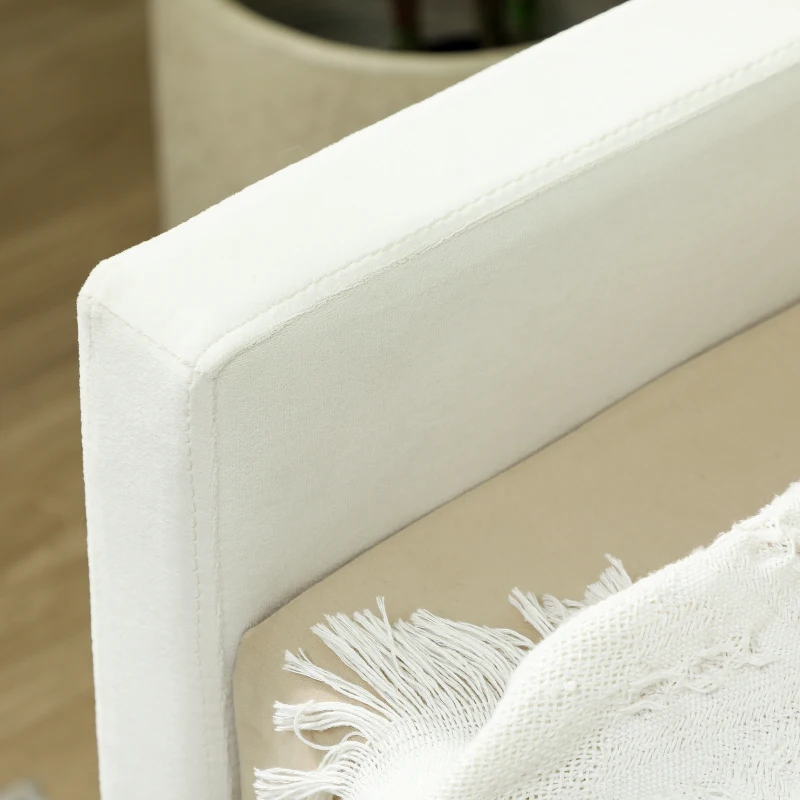 HOMCOM Upholstered Twin Trundle Bed, Extendable Twin to King Day Bed with Headboard and Armrests, Cream White