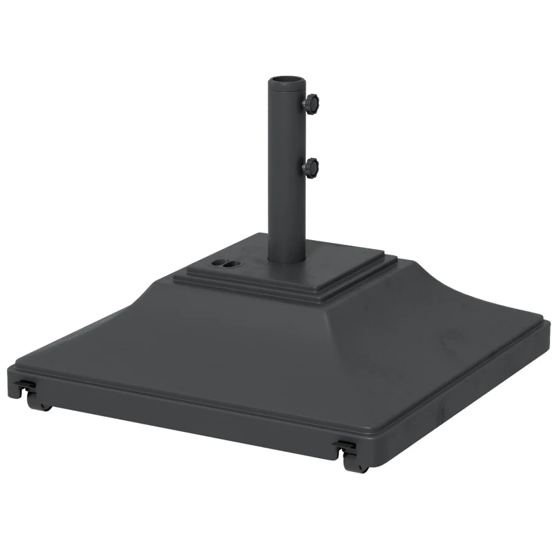 Outsunny Square Umbrella Base with Wheels, 99 lbs Water or 132 lbs Sand Filled, with Double Adjustable Knob, Black