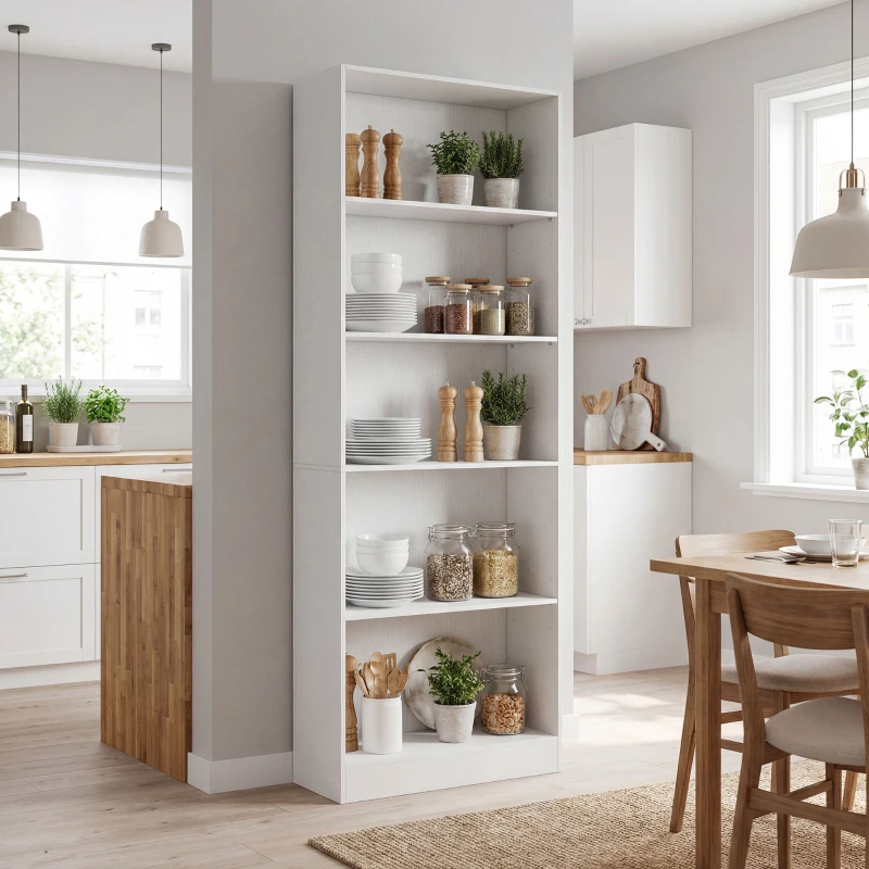 HOMCOM 5-Tier Bookcase, Storage Bookshelf with Adjustable Shelves, Display Shelves for Living Room, Home Office, White