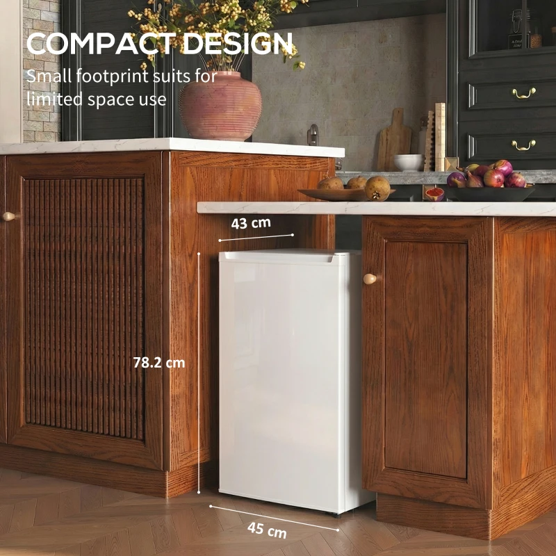 HOMCOM 2.1 Cu. Ft. Mini Freezer, Compact Upright Freezer with Reversible Door, Removable Shelf, Adjustable Temperature, White