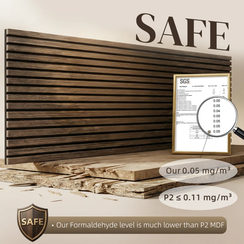 HOMCOM 47" x 24" Wood Panels for Wall, 4 Pack Acoustic Panels, Sound Absorbing Slat Wall for Wall Decor, Home, Walnut