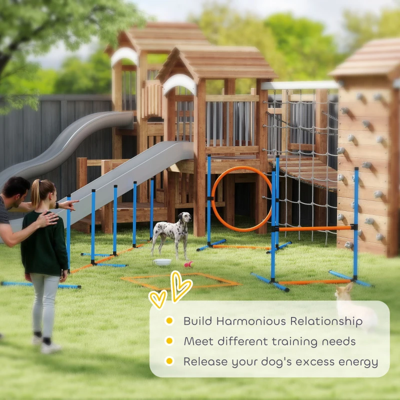 PawHut Dog Agility Training Equipment, 5PCS Dog Obstacle Course Starter Kit with Carrying Bag