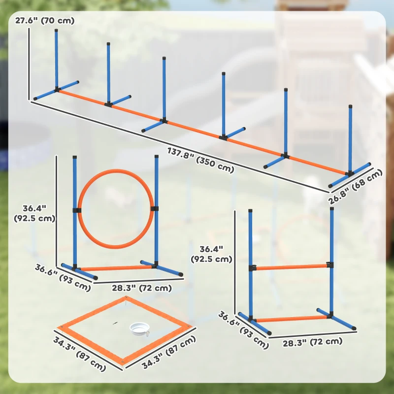 PawHut Dog Agility Training Equipment, 5PCS Dog Obstacle Course Starter Kit with Carrying Bag