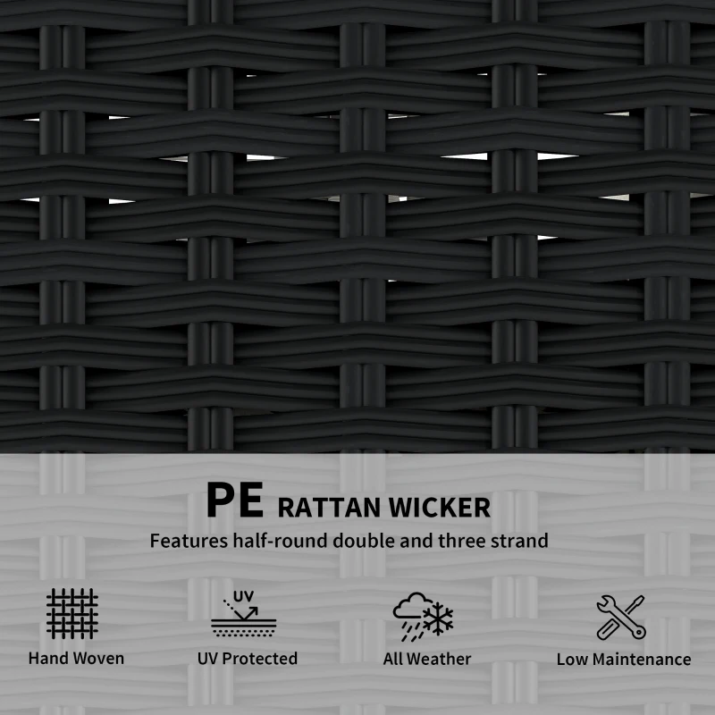 Outsunny 5 Piece Patio Furniture Set, L-Shape Wicker Outdoor Sectional with 3 Chairs, Ottoman, Glass Table, Cushions, Grey